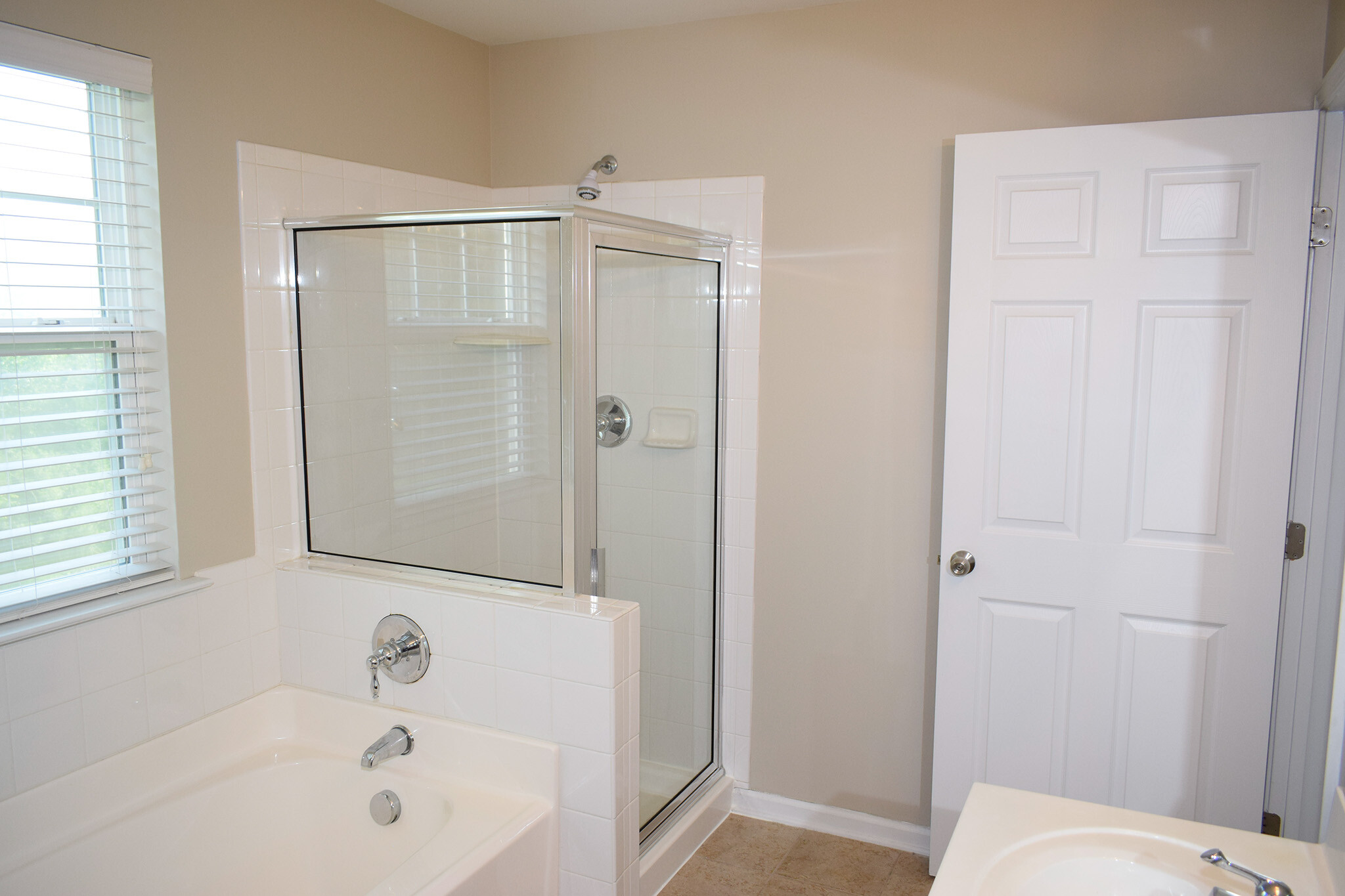 Garden tub and separate shower in the master bath