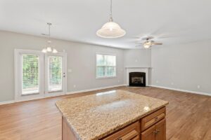 Kitchen Island and Living Room